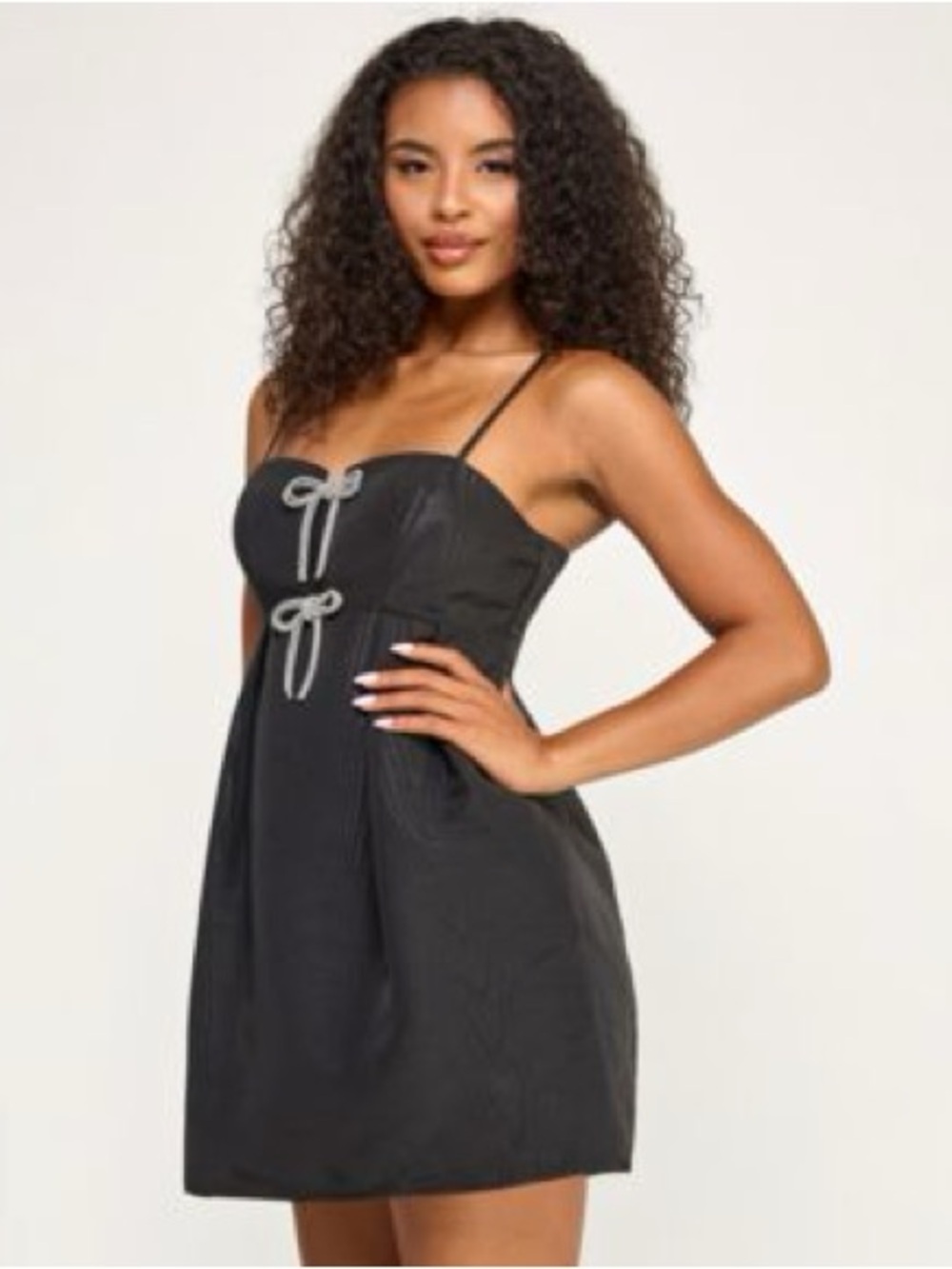 Satin Black Bandeau with Spaghetti Straps
